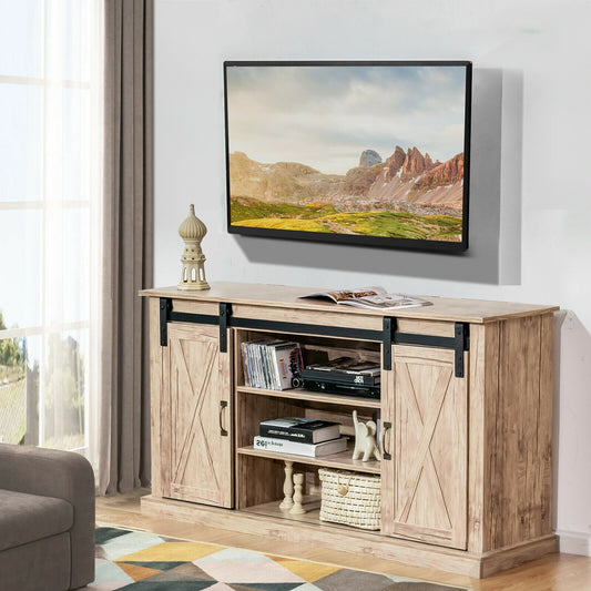 Rustic Sliding Barn Door TV Console with Adjustable Storage for TVs up to 65 Inches