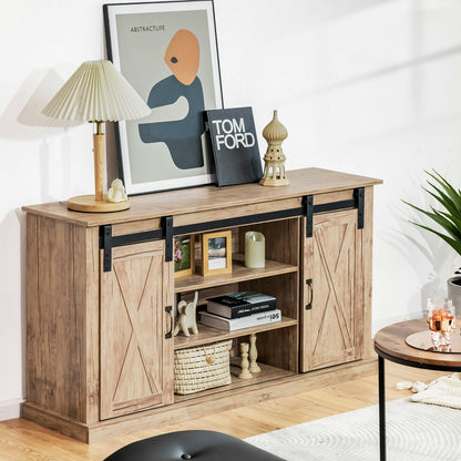 Rustic Sliding Barn Door TV Console with Adjustable Storage for TVs up to 65 Inches