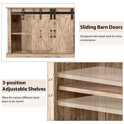 Rustic Sliding Barn Door TV Console with Adjustable Storage for TVs up to 65 Inches