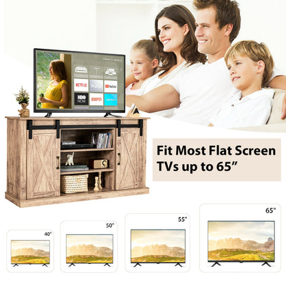 Rustic Sliding Barn Door TV Console with Adjustable Storage for TVs up to 65 Inches