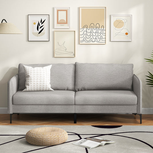 Modern 76 Inch Upholstered Loveseat Sofa with Metal Legs and Removable Cushions