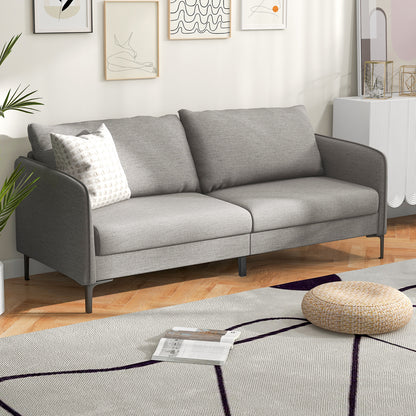 Modern 76 Inch Upholstered Loveseat Sofa with Metal Legs and Removable Cushions