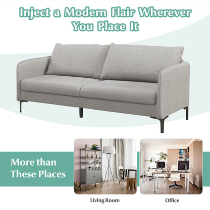 Modern 76 Inch Upholstered Loveseat Sofa with Metal Legs and Removable Cushions