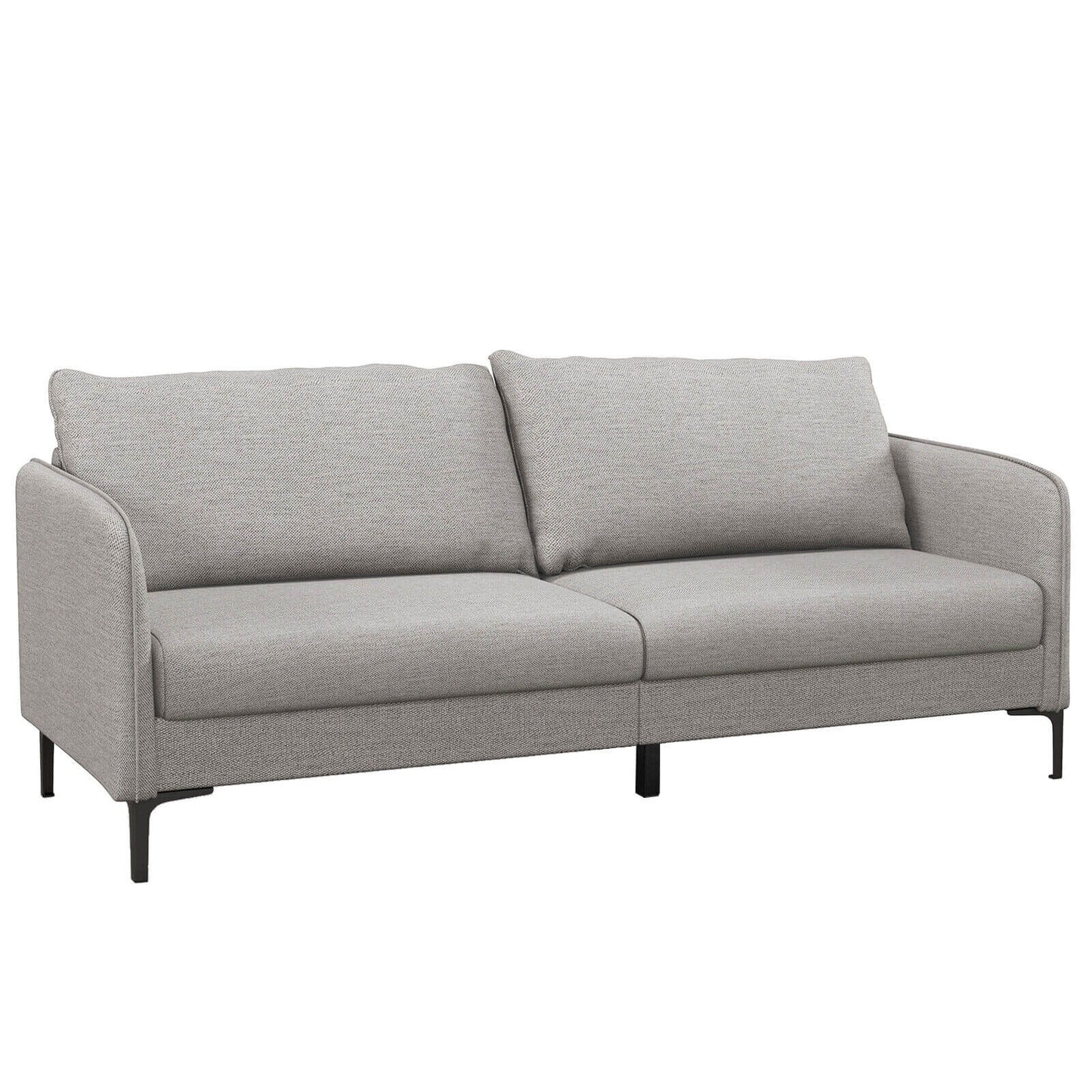 Modern 76 Inch Upholstered Loveseat Sofa with Metal Legs and Removable Cushions