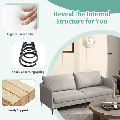 Modern 76 Inch Upholstered Loveseat Sofa with Metal Legs and Removable Cushions