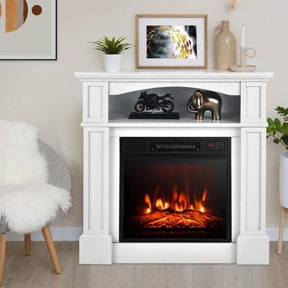 32 Inch Electric Fireplace TV Stand with 1400W Heater & Storage Shelf