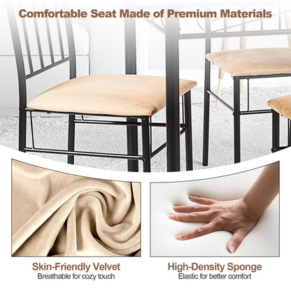 Elegant 5 Piece Dining Set with Wooden Table and Cushioned Chairs for Comfortable Family Meals