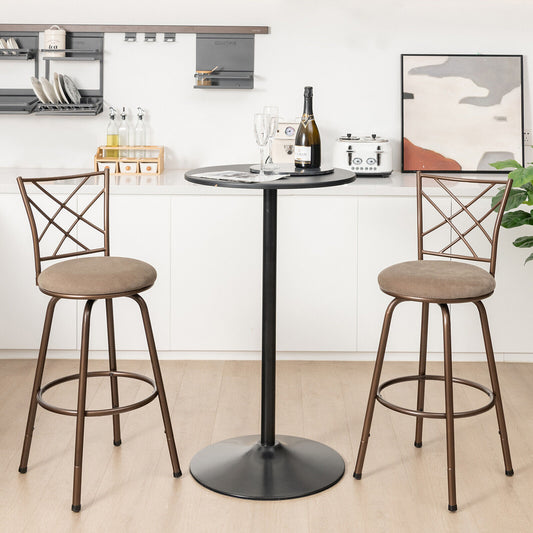 2 Piece Bar Stool Set with 360 Degree Swivel and Plush Upholstered Seats