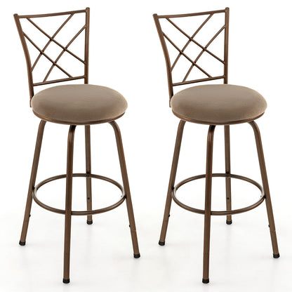 2 Piece Bar Stool Set with 360 Degree Swivel and Plush Upholstered Seats