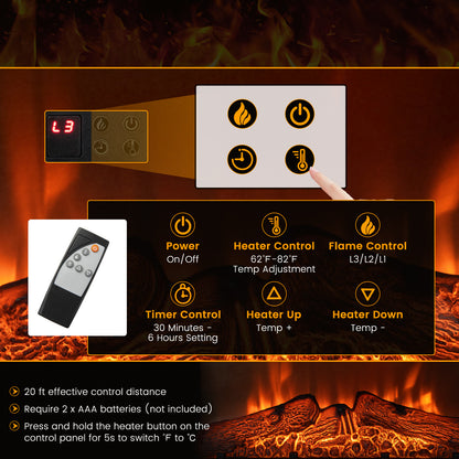 23 Inch Electric Fireplace Insert with Adjustable LED Flame Effects
