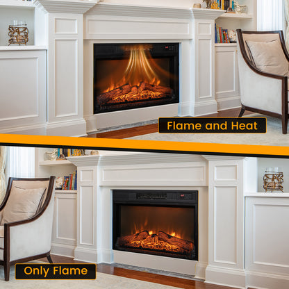 23 Inch Electric Fireplace Insert with Adjustable LED Flame Effects