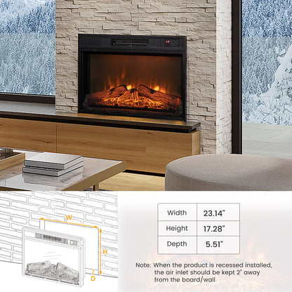 23 Inch Electric Fireplace Insert with Adjustable LED Flame Effects