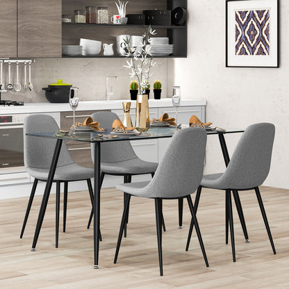 Modern Rectangular Glass Dining Table with Metal Legs for Kitchen or Dining Room - Black