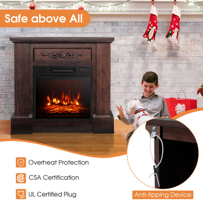1400W Electric Fireplace Mantel TV Stand with Remote Control