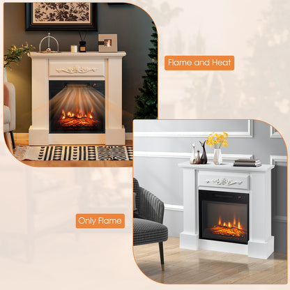 1400W Electric Fireplace Mantel TV Stand with Remote Control