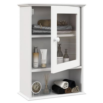 Wall-Mounted Bathroom Cabinet with Adjustable Shelf & Tempered Glass Door