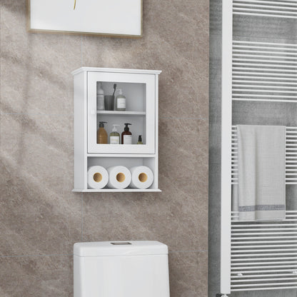 Wall-Mounted Bathroom Cabinet with Adjustable Shelf & Tempered Glass Door