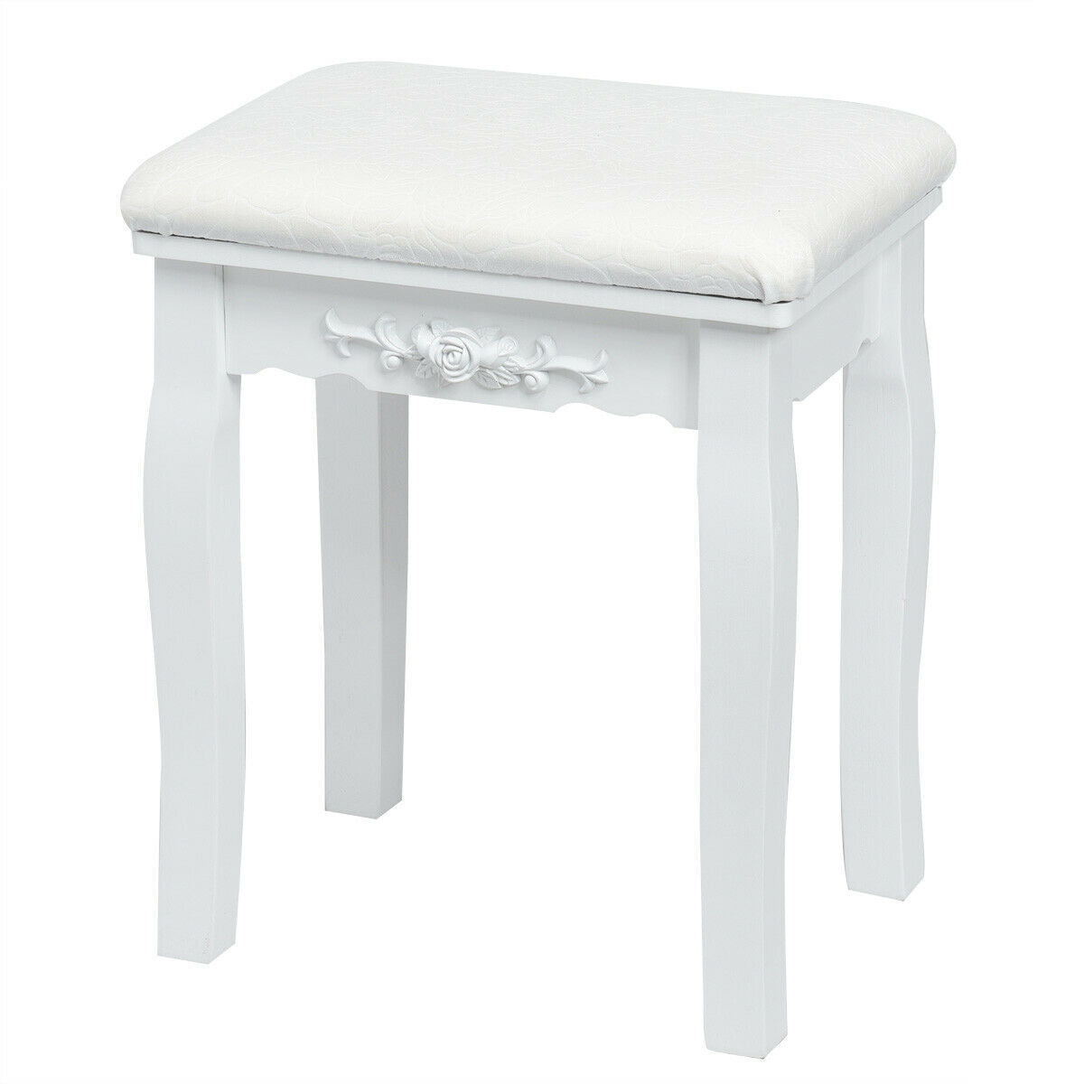 Vanity Set with Lighted Mirror, 10 Dimmable LEDs, Drawers, and Cushioned Stool – White