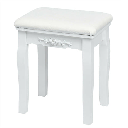 Vanity Set with Lighted Mirror, 10 Dimmable LEDs, Drawers, and Cushioned Stool – White