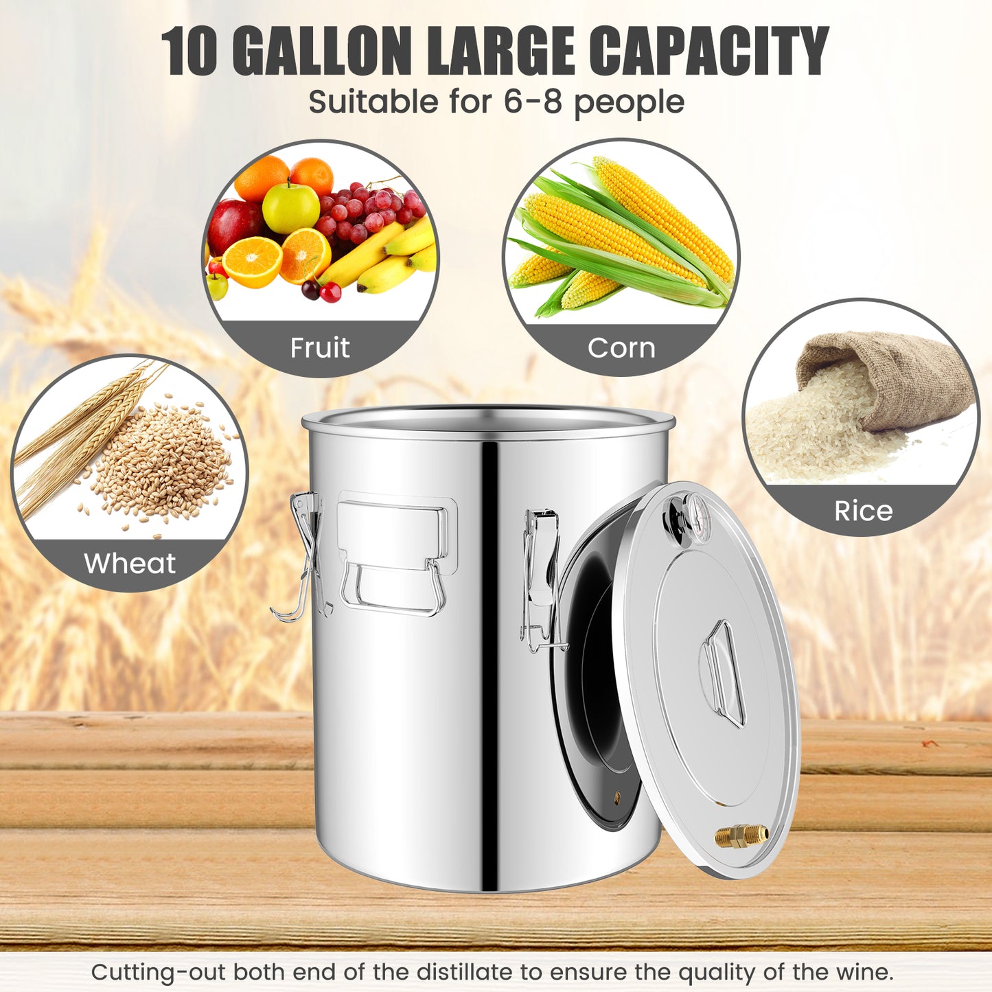 10 Gallon (40L) Water Alcohol Distiller with Dual Stainless Steel Pots for Home Brewing