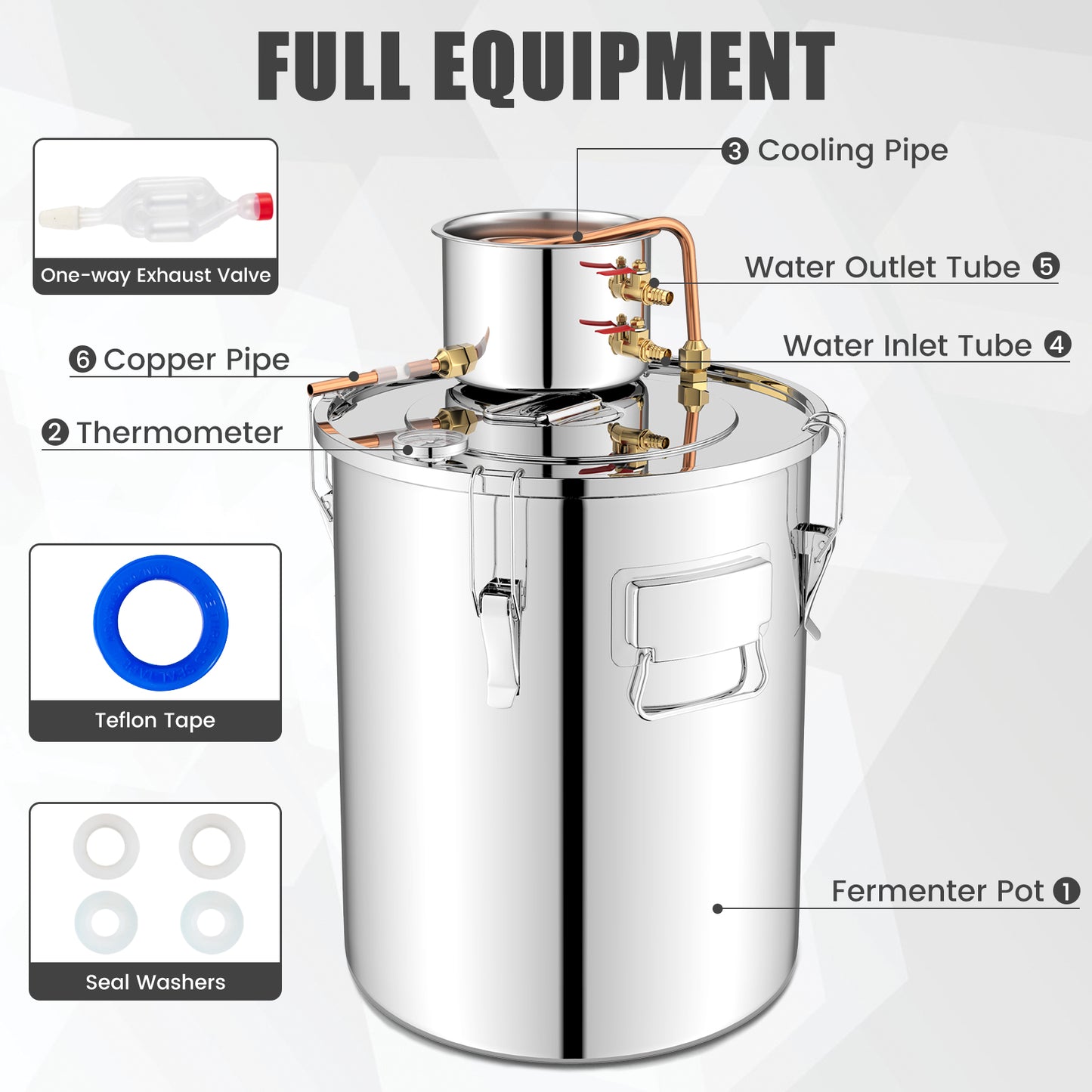 10 Gallon (40L) Water Alcohol Distiller with Dual Stainless Steel Pots for Home Brewing