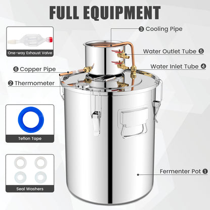 10 Gallon (40L) Water Alcohol Distiller with Dual Stainless Steel Pots for Home Brewing
