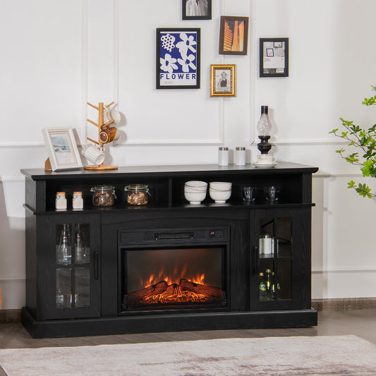 Entertainment Center with 1400W Electric Fireplace for TVs up to 65 Inches in Black