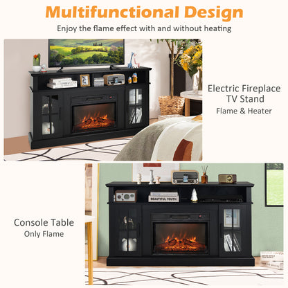 Entertainment Center with 1400W Electric Fireplace for TVs up to 65 Inches in Black