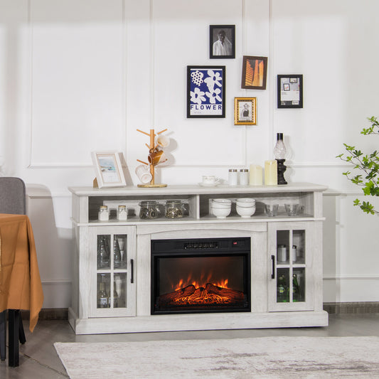 Entertainment Center with 1400W Electric Fireplace for TVs up to 65 Inches in Grey