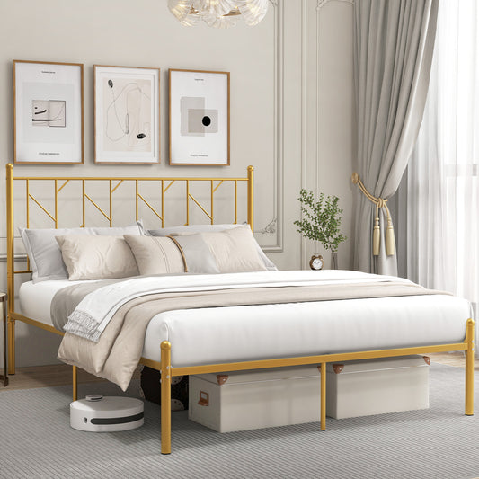 Vintage Branch-Shaped Metal Platform Bed Frame with Elegant Headboard - Full Size