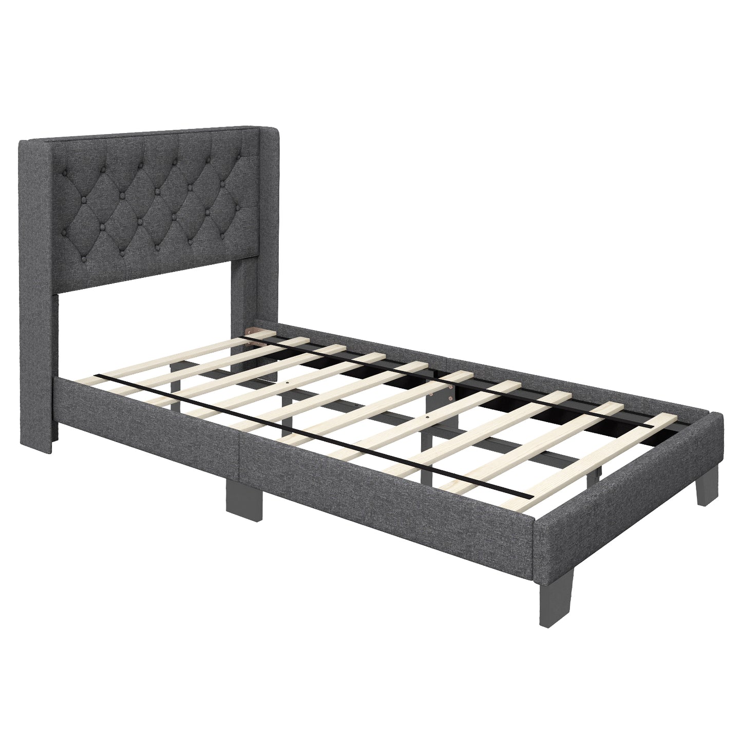 Upholstered Platform Bed with Button Tufted Headboard – Available in Twin, Full, and Queen Sizes