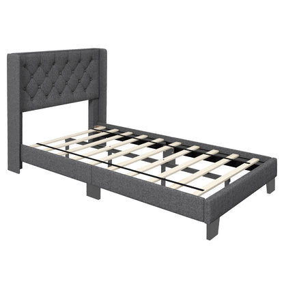 Upholstered Platform Bed with Button Tufted Headboard – Available in Twin, Full, and Queen Sizes