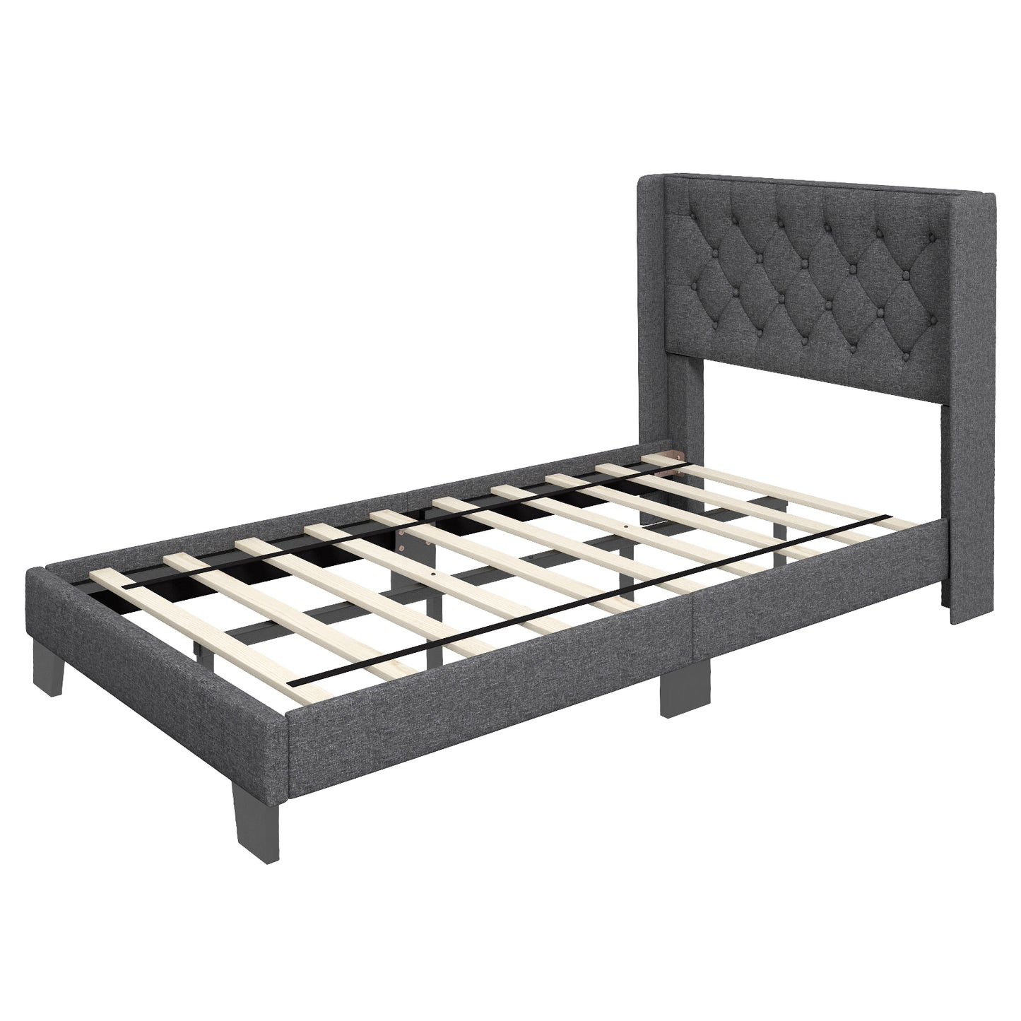 Upholstered Platform Bed with Button Tufted Headboard – Available in Twin, Full, and Queen Sizes