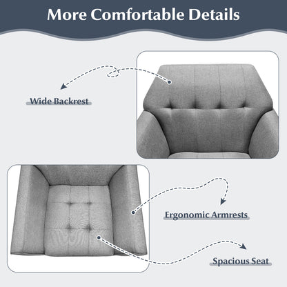 Elegant Tufted Accent Chair with Solid Wood Frame in Grey