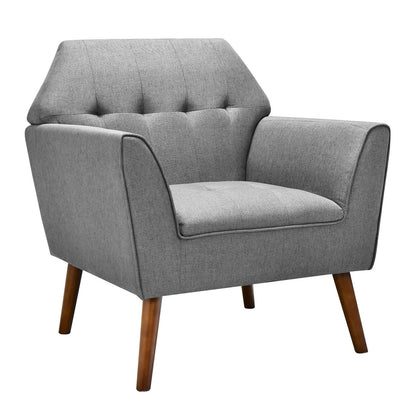 Elegant Tufted Accent Chair with Solid Wood Frame in Grey