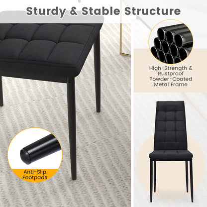 Set of 4 Upholstered Fabric Dining Chairs with High Back and Cushioned Seat for Comfort