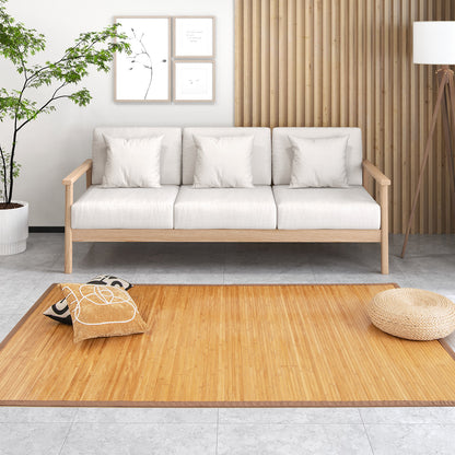 5 x 8 Feet Natural Bamboo Floor Mat with Non-Slip Backing – Perfect for Bedroom, Entryway & Living Room