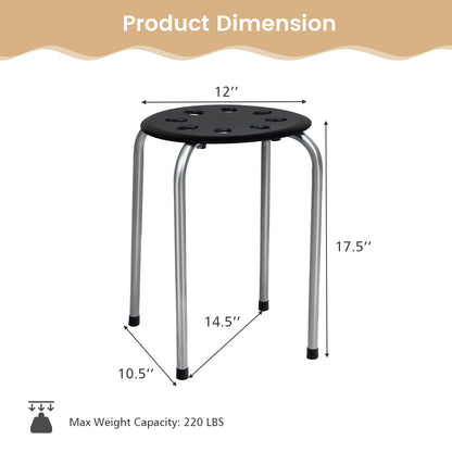 Set of 6 Stackable Plastic Stools for Dining, Office, Kitchen and More - Grey