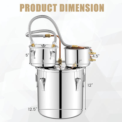 5/10 Gallon Water Alcohol Distiller Kit – DIY Whisky, Brandy & More (22/38L)