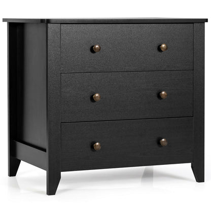 3-Drawer Storage Dresser Chest, Compact Bedside Table with Organizational Drawers – Black