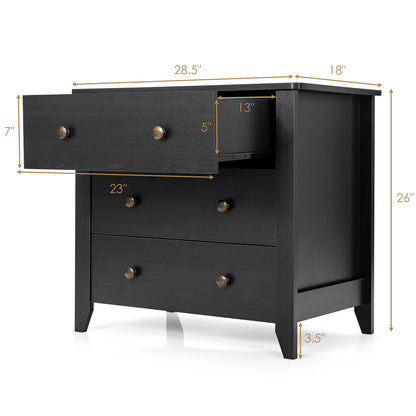 3-Drawer Storage Dresser Chest, Compact Bedside Table with Organizational Drawers – Black