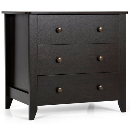 3-Drawer Storage Dresser Chest, Compact Bedside Table with Organizational Drawers – Dark Brown