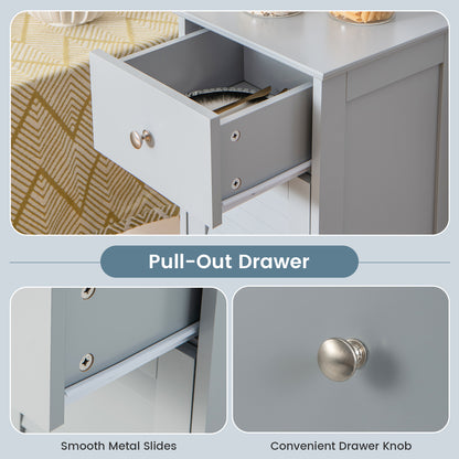 Compact Wooden Bathroom Storage Cabinet with Drawer & Shutter Door