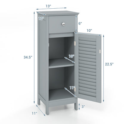 Compact Wooden Bathroom Storage Cabinet with Drawer & Shutter Door