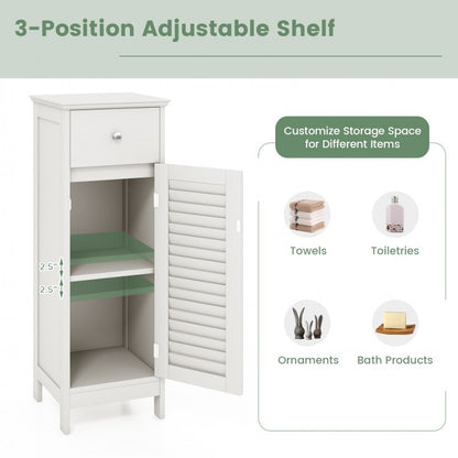 Compact Wooden Bathroom Storage Cabinet with Drawer & Shutter Door