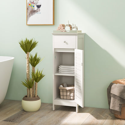 Compact Wooden Bathroom Storage Cabinet with Drawer & Shutter Door