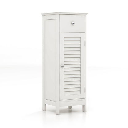 Compact Wooden Bathroom Storage Cabinet with Drawer & Shutter Door