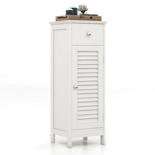 Compact Wooden Bathroom Storage Cabinet with Drawer & Shutter Door