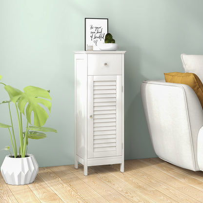 Compact Wooden Bathroom Storage Cabinet with Drawer & Shutter Door