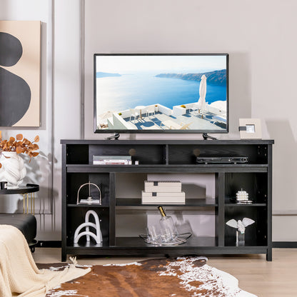 58 Inch TV Console Table with Open Storage and Adjustable Shelves for TVs up to 65 Inches